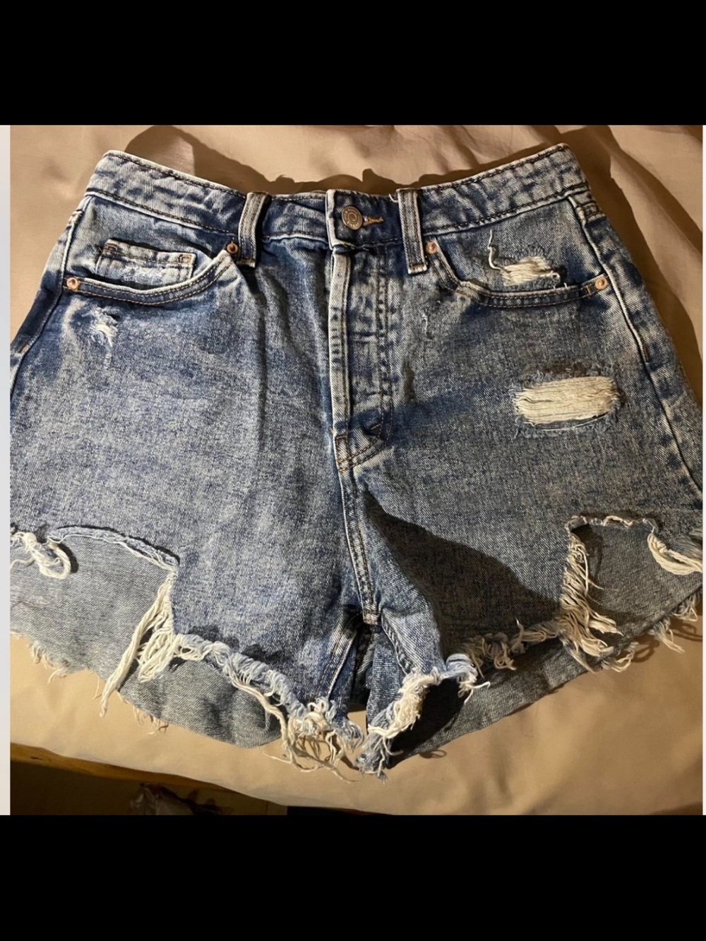 wild fable Distressed Light Blue High-Rise Denim Shorts